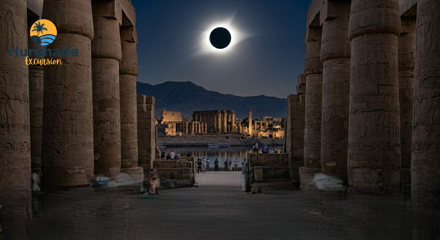 Karnak Temple under the 2027 solar eclipse sky in Egypt