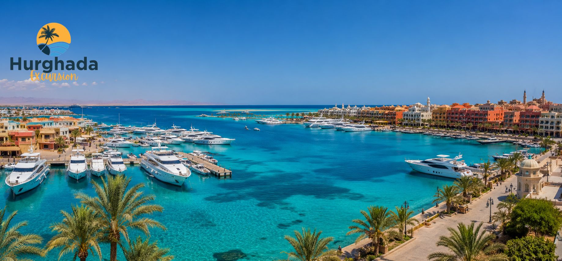 Panoramic View of Hurghada Marina and the Turquoise Red Sea